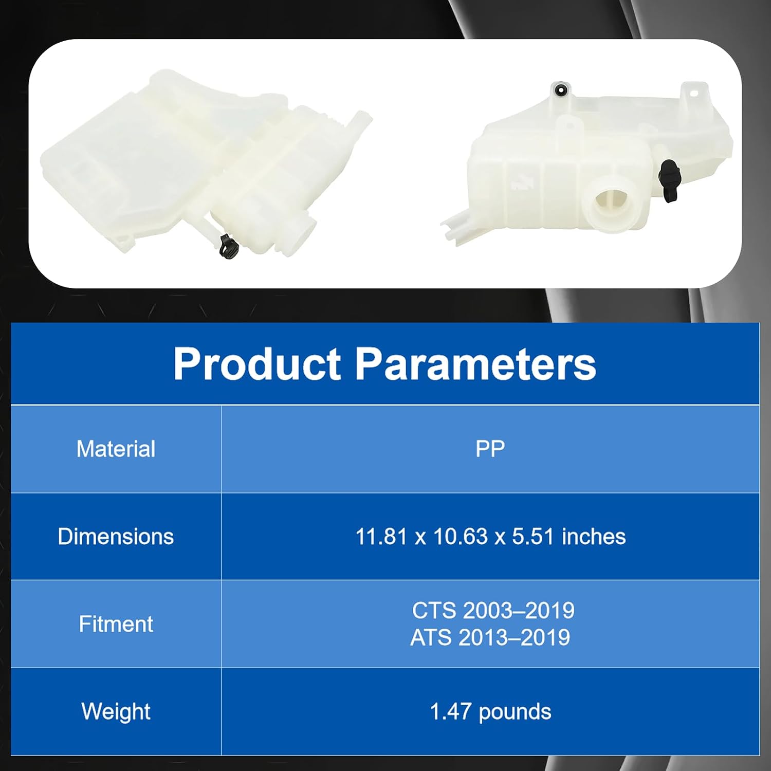 Engine Coolant Expansion Tank, Keeps Engine Within Optimal Temperature Range, PP Material 22948113 Radiator Overflow Tank for 2016 and Up Automotive Parts