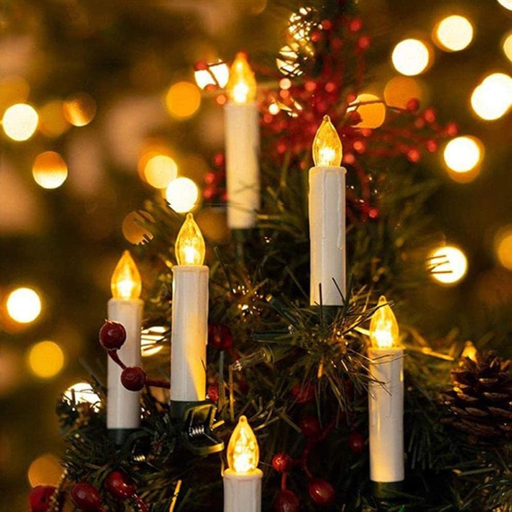 Christmas Tree Candles, Christmas Flameless Candles, 20 LED Flickering Flameless Candles for Xmas Tree Decoration, Flickering Flameless Taper Candles for Home, Holiday Party Decor