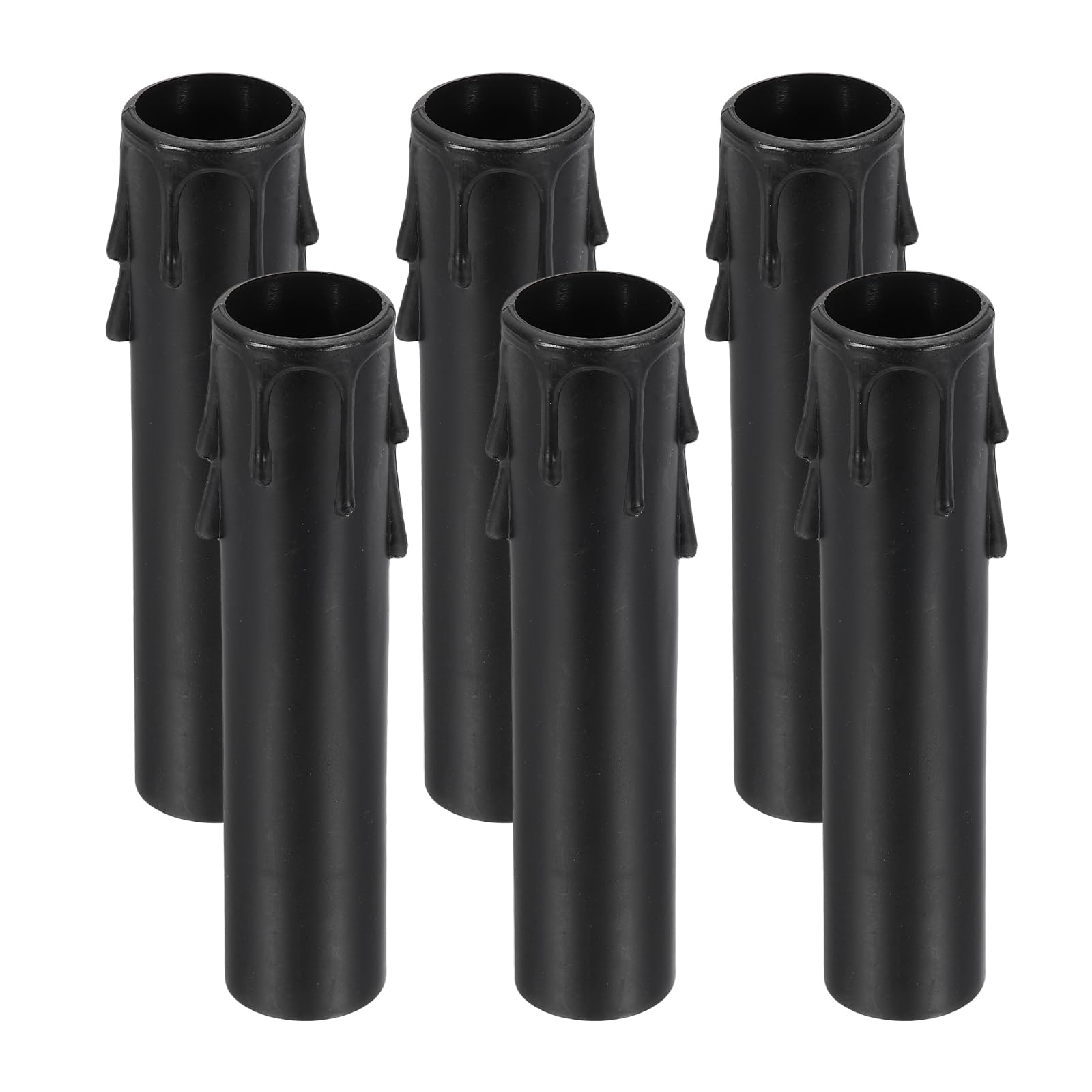 VIAPUICE Candle Covers Sleeves 4.1" 6 Pack - E12 Bulb Light Holder Plastic Drip Candle Socket Covers 21mm I.D. for Wall Crystal Candle Lamps Chandelier Base Lighting Fixtures, Black