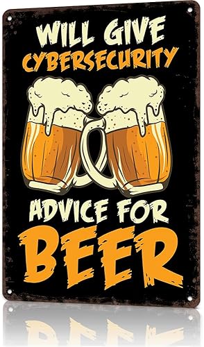 Letreros de metal vintage de barra de garaje  Cartel de cerveza de ciberseguridad para decoración de pared de cueva de hombre, letreros de cerveza