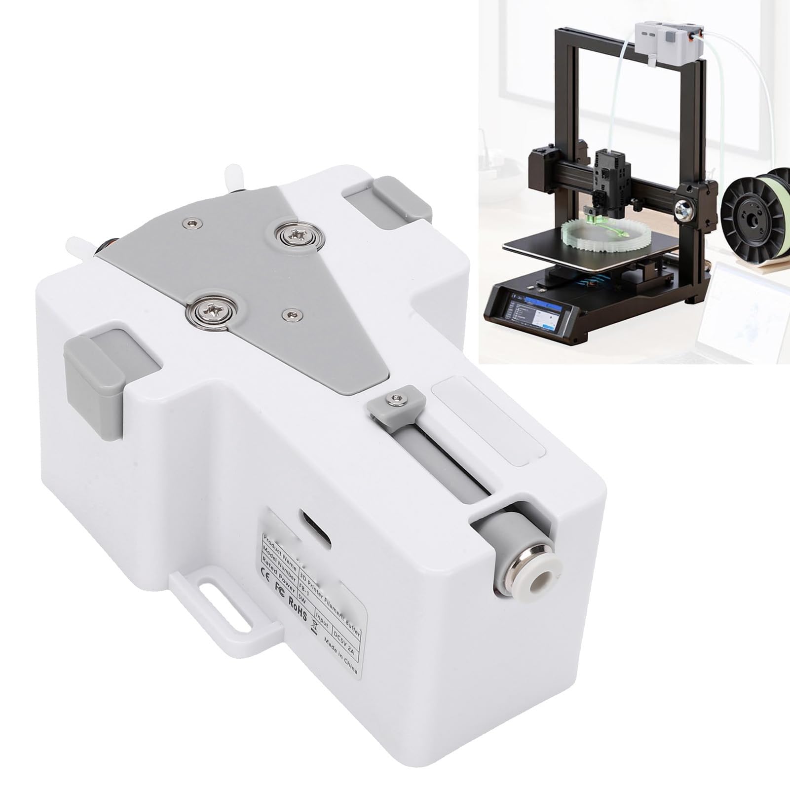 Cocoarm Bufor Filamentu do Drukarki 3D, Automatyczny System Podawania Podwójne Wejście Pojedyncze Wyjście z Automatycznym Przełącznikiem dla K1 K1C K1 SE K1 Maximum K2 K2 PLUS K2 PRO