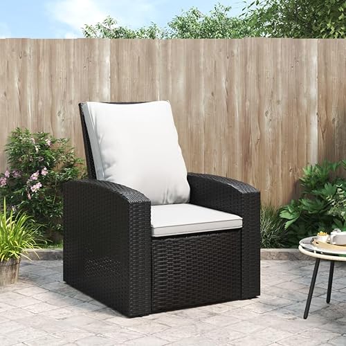 Patio Reclining Chair with Cushions Black Poly Rattan Outdoor Patio Outdoor Dining Chairs Sillas para Comedor Garden Chair for Terrace Living Room