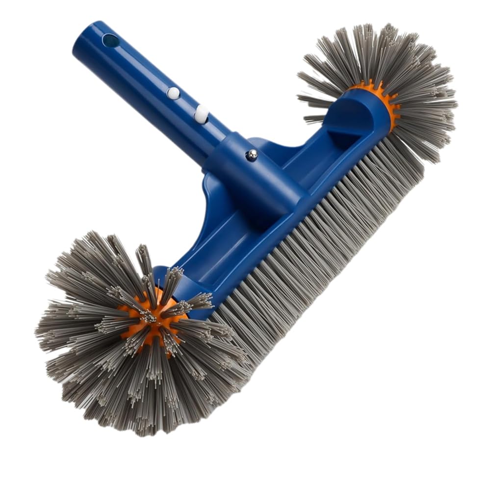 CTRLZS EZ Clip Pool Brush with Round End 13 Inch Design for Efficient Wall for Cleaning Blue