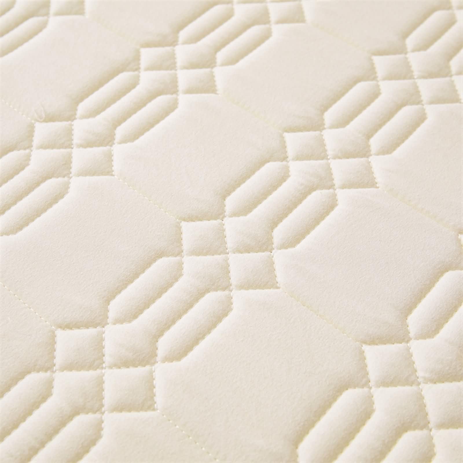 Sábana Bajera 200x220cm con 2 Fundas de Almohada 48x74cm - hasta 30cm - Beige Blanco Verde - Algodón - Sabanas Matrimonio Color Sólido