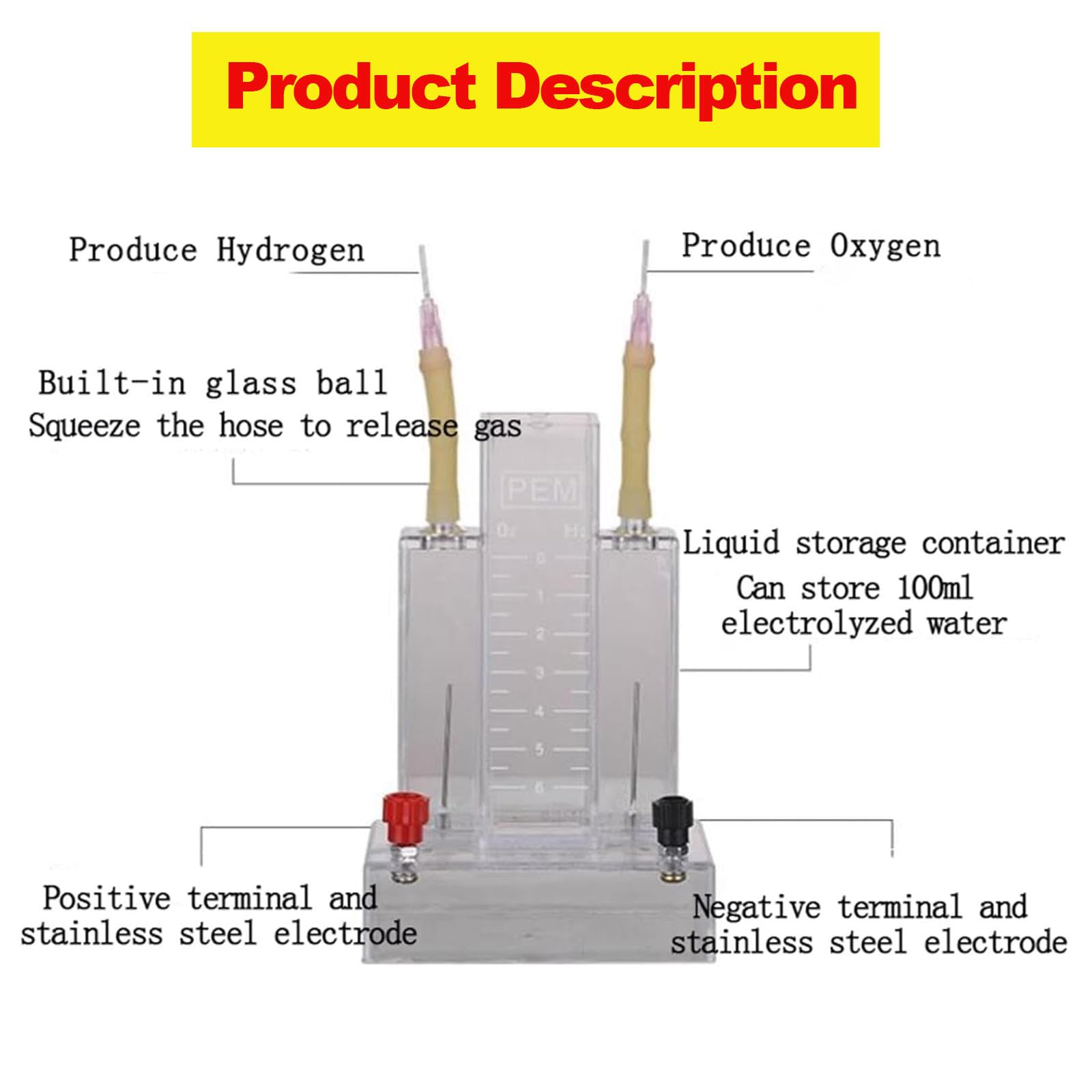 Wasserelektrolyse-Ausrüstung, Elektrolysiertes Wasser-Demonstrator-Sauerstoffgerät, Chemie-Lehrinstrument für Die Oberschule