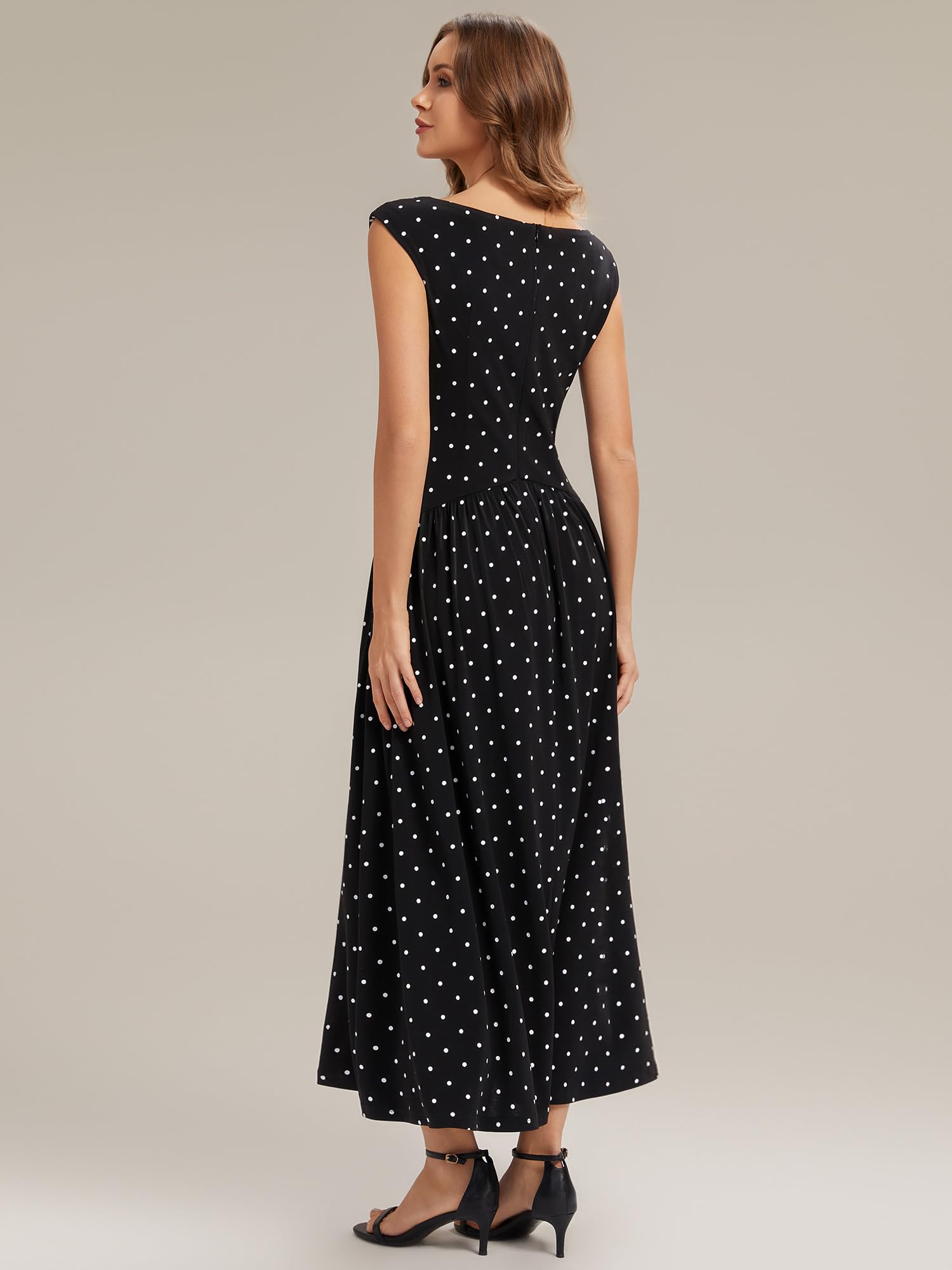 Ever-Pretty Robes d'Invité de Mariage Col en V sans Manche Tricot Maxi Robe Droite EG02734