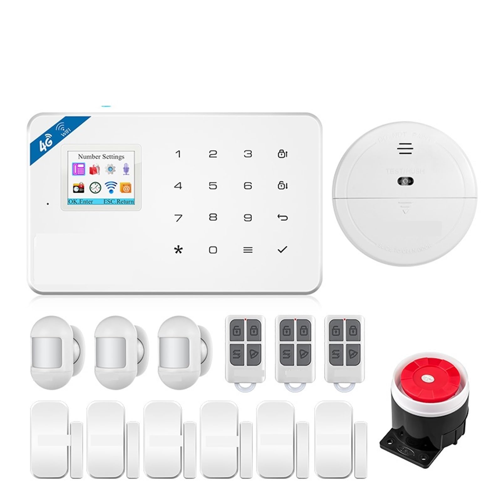 Sistema di Allarme di Sicurezza Domestica, di Allarme 4G/WiFi Sicurezza Kit Controllo Wireless Domestico Pannello gsm Dispositivi Smart Home Sensore Finestra/Porta(Kit 2)