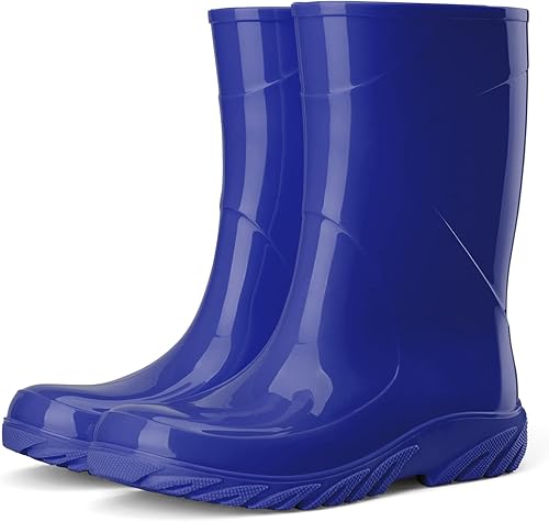HISEA Botas de lluvia para niños y niñas, sin costuras, impermeables, de goma, zapatos de lluvia para niños pequeños y grandes