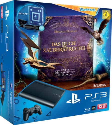 Playstation 3   Konsole Super Slim 12 Gb (Inkl. Dualshock 3 Wireless Controller + Move Starter Pack + Wonderbook: Das Buch Der Zaubersprüche [Importación Alemana]