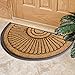 Kempf Half Round Premium Inlaid Sun Ray Coir Doormat, Large Size, Entrance Mat, 24