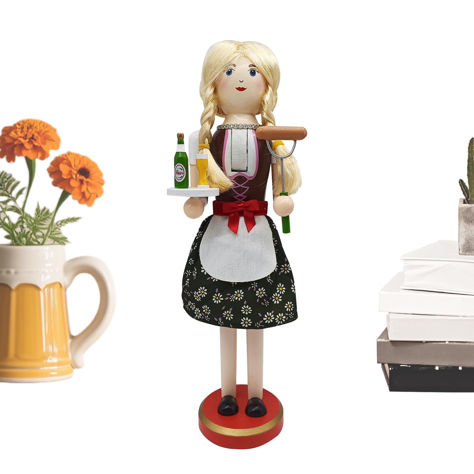Casse-noisette en bois de 35 cm figurine peinte à la main pour décoration de Noël