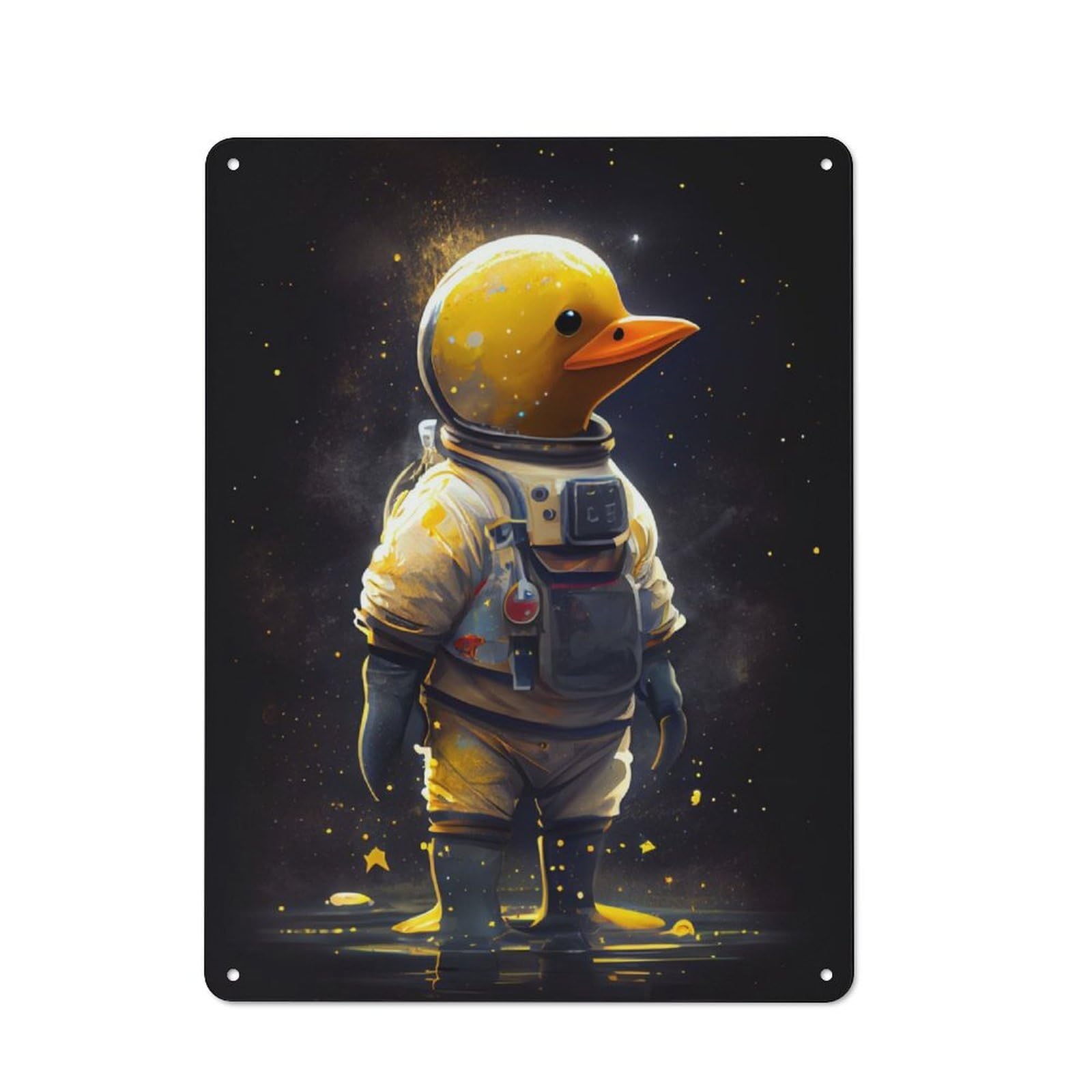 Junmoney Rubber Duck Astronaut Metal Plaque 40X30cm With For Workshop Wall, Retro Decor, For Garage, Workshop And Man Cave Decoration