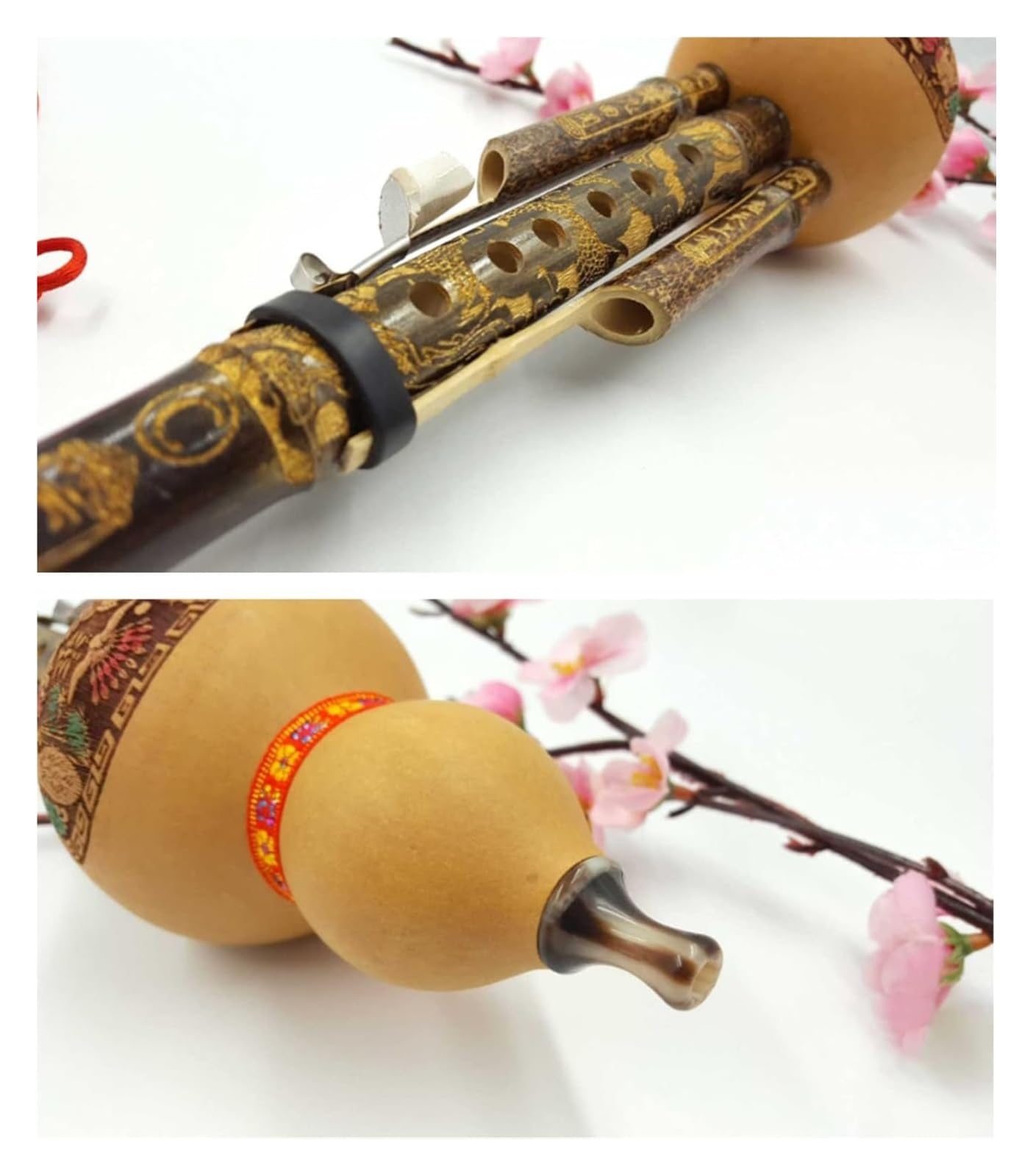 Holzwerkzeuge Nationalinstrumente Chinesisches handgefertigtes Hulusi-Bambuskürbis-Cucurbit-Flöte-Ethno-Musikinstrument for Musikliebhaberanfänger mit Verpackungsbox(B Flat)