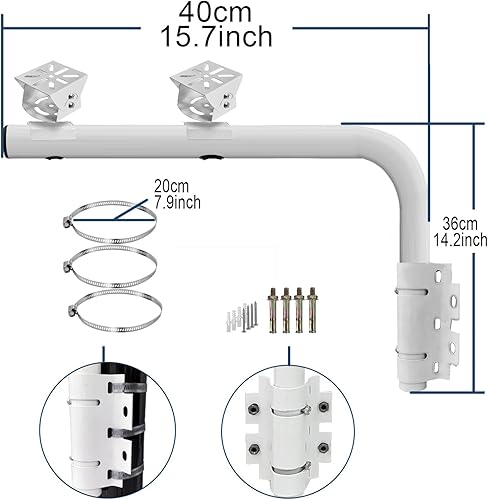 Miniatura 4 de WiTi Soporte de brazo de doble montaje resistente de 15.7 in para cámaras, poste largo con 2 soportes para sistema de vigilancia de seguridad CCTV,