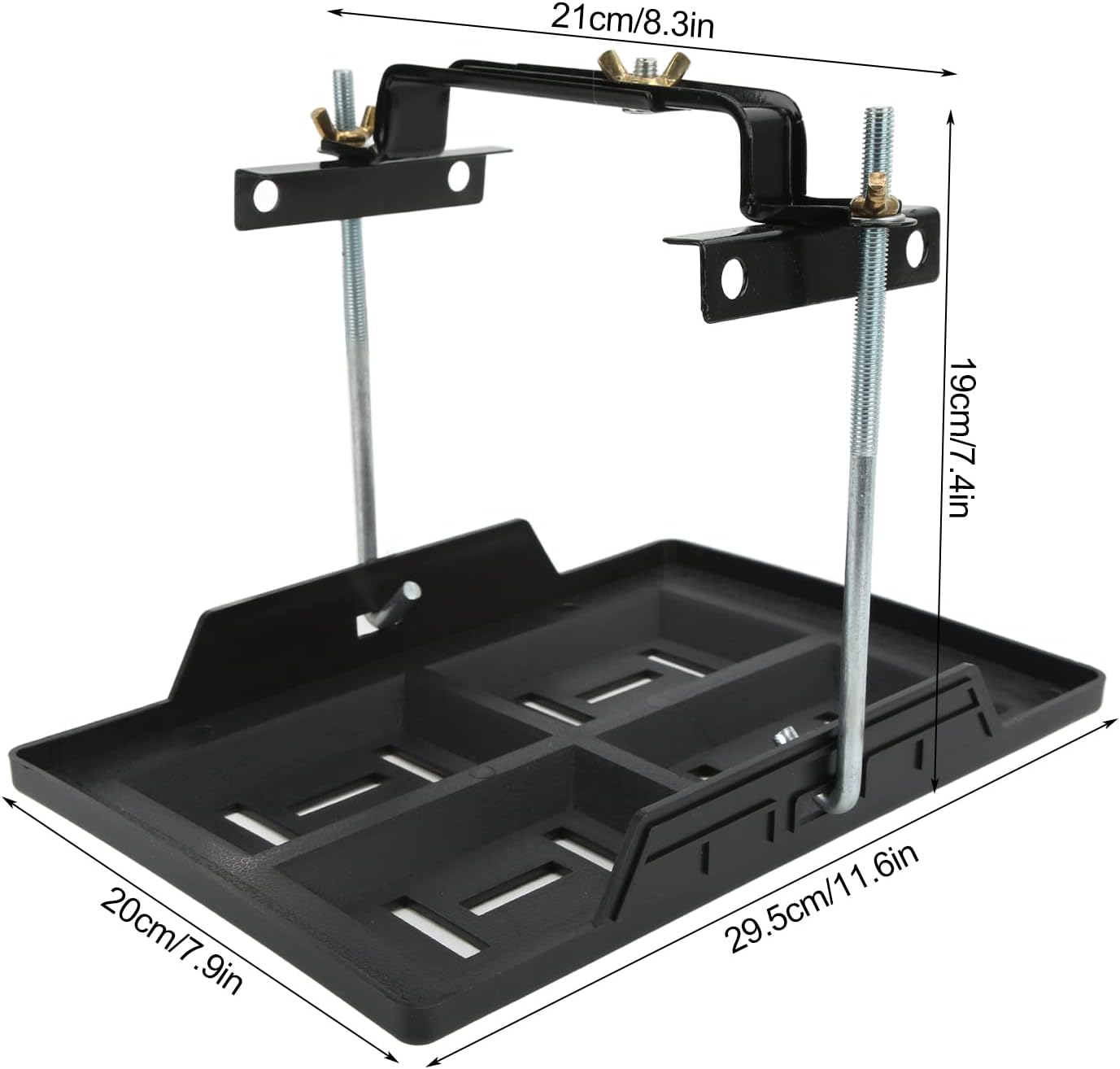 Car Battery Tray Holder,Car Battery Hold Down Tray,Adjustable Battery Tray,Car Heavy Duty Battery Tray Bracket Set Recessed Slots Sturdy Construction for 27 30 31 Series Batteries