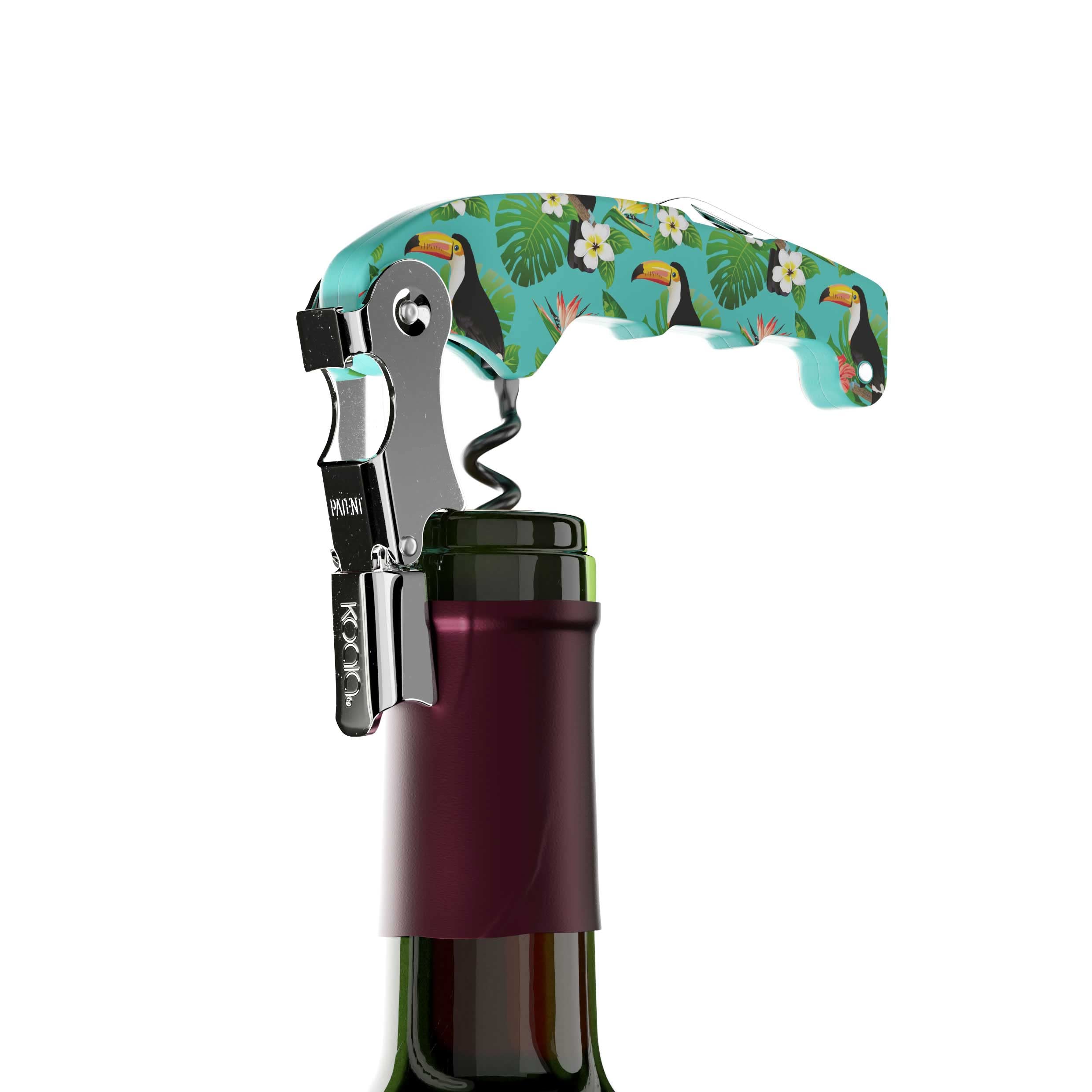 Cavatappi A Due Tempi In Acciaio Inox Con Stampa Tucani - Design Originale E Pratico Per Aprire Bottiglie Con Stile - Foto 6