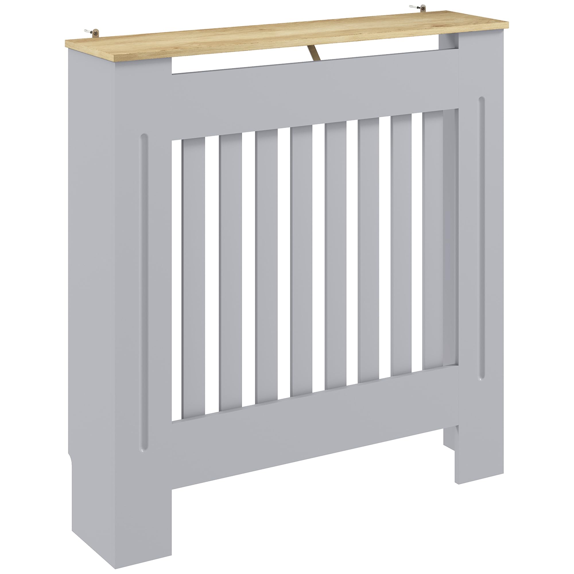 HOMCOM Slatted Radiator Cover Painted Cabinet MDF Lined Grill in Grey, 78L x 19W x 81H cm