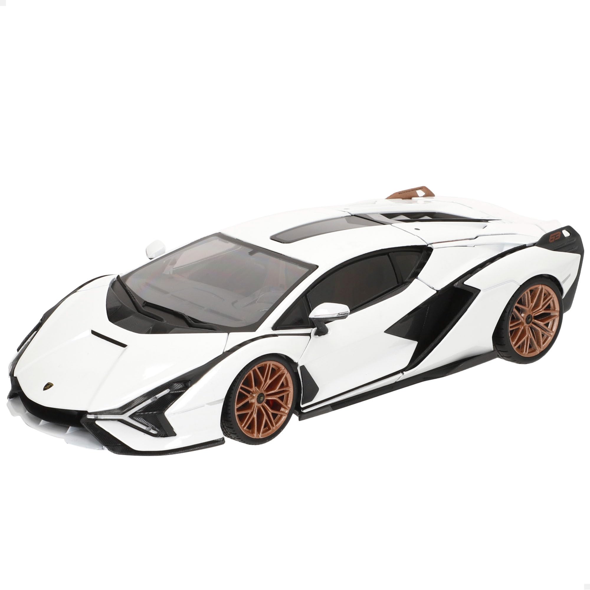 Bburago Lamborghini Sian FKP 37 Model Car 1:18 Scale Doors, Boot and Bonnet Movable, White/Black (18-11046W)