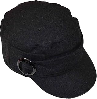 Nayt Wool Blend Military Style Unstructured Army Cap with Ring Black