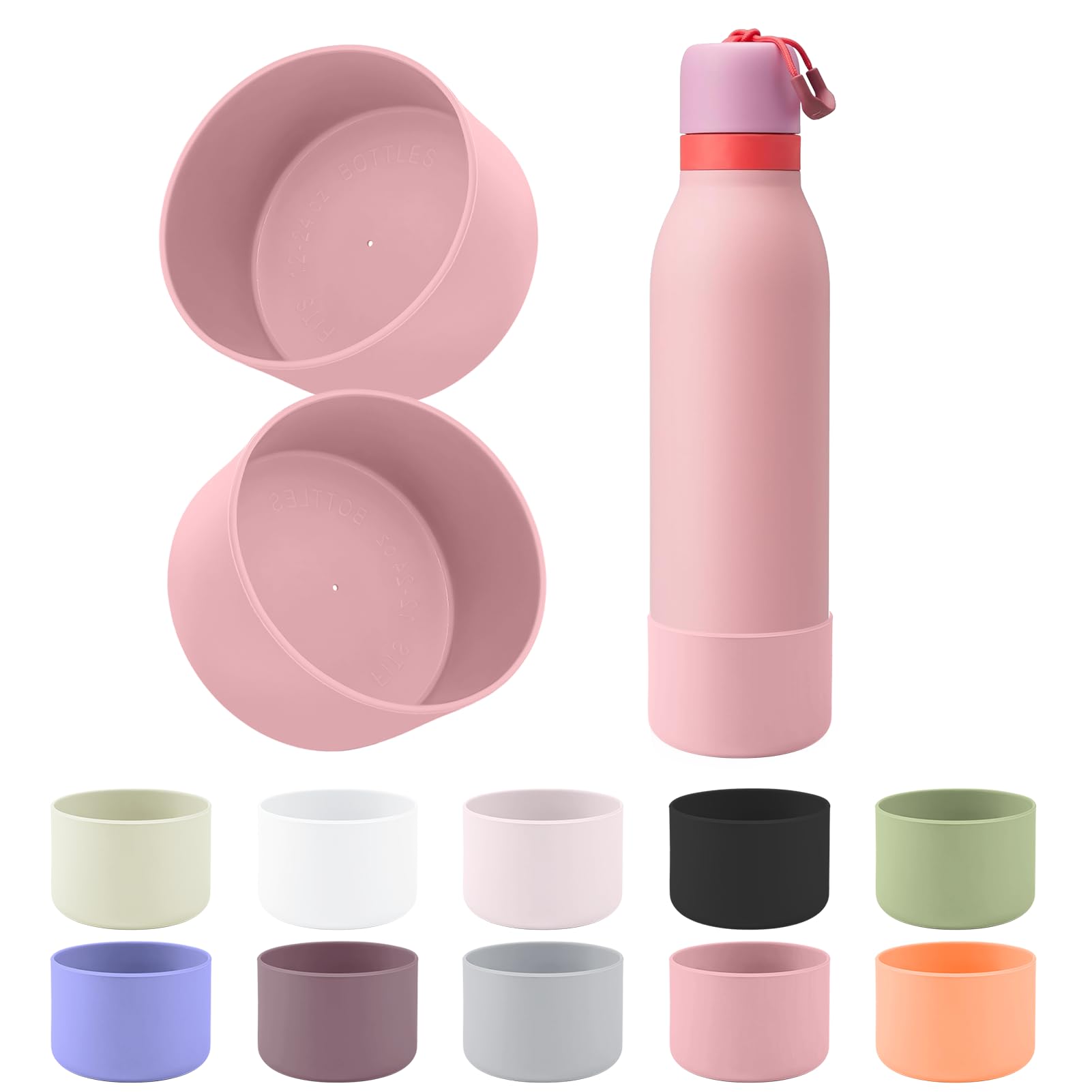 BKBY 2pcs Silicone Boot Compatible with Owala FreeSip Twist 24oz/18oz, Anti-Slip & Anti-Scratches Protective Sleeve Bottom Cover for Owalaa FreeSip Twist Water Bottle — image 1