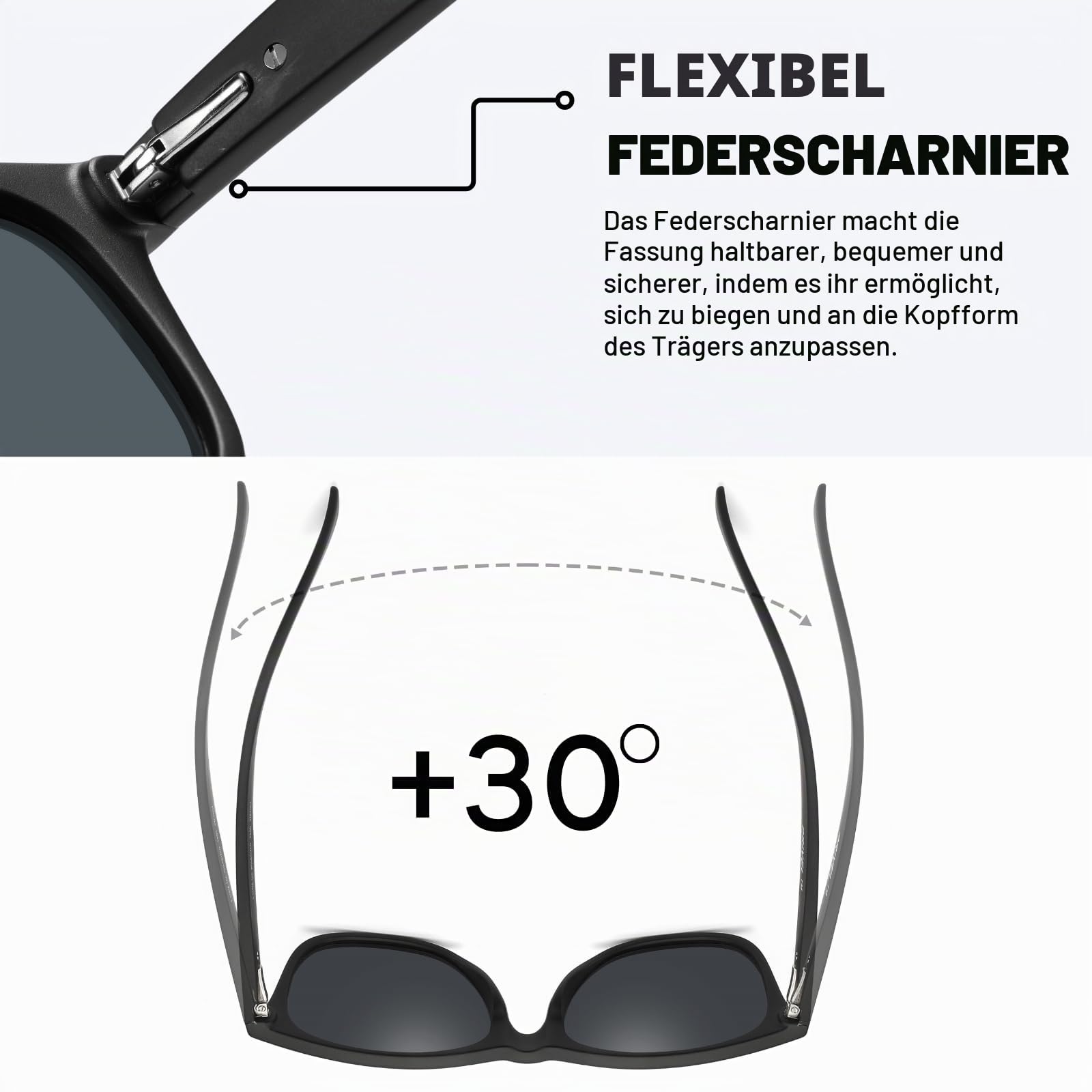 Polarisierte Sonnenbrille, Größe XXL, 155 mm, für große breite Köpfe, TR90, ultraleicht, UV400-Schutzbrille
