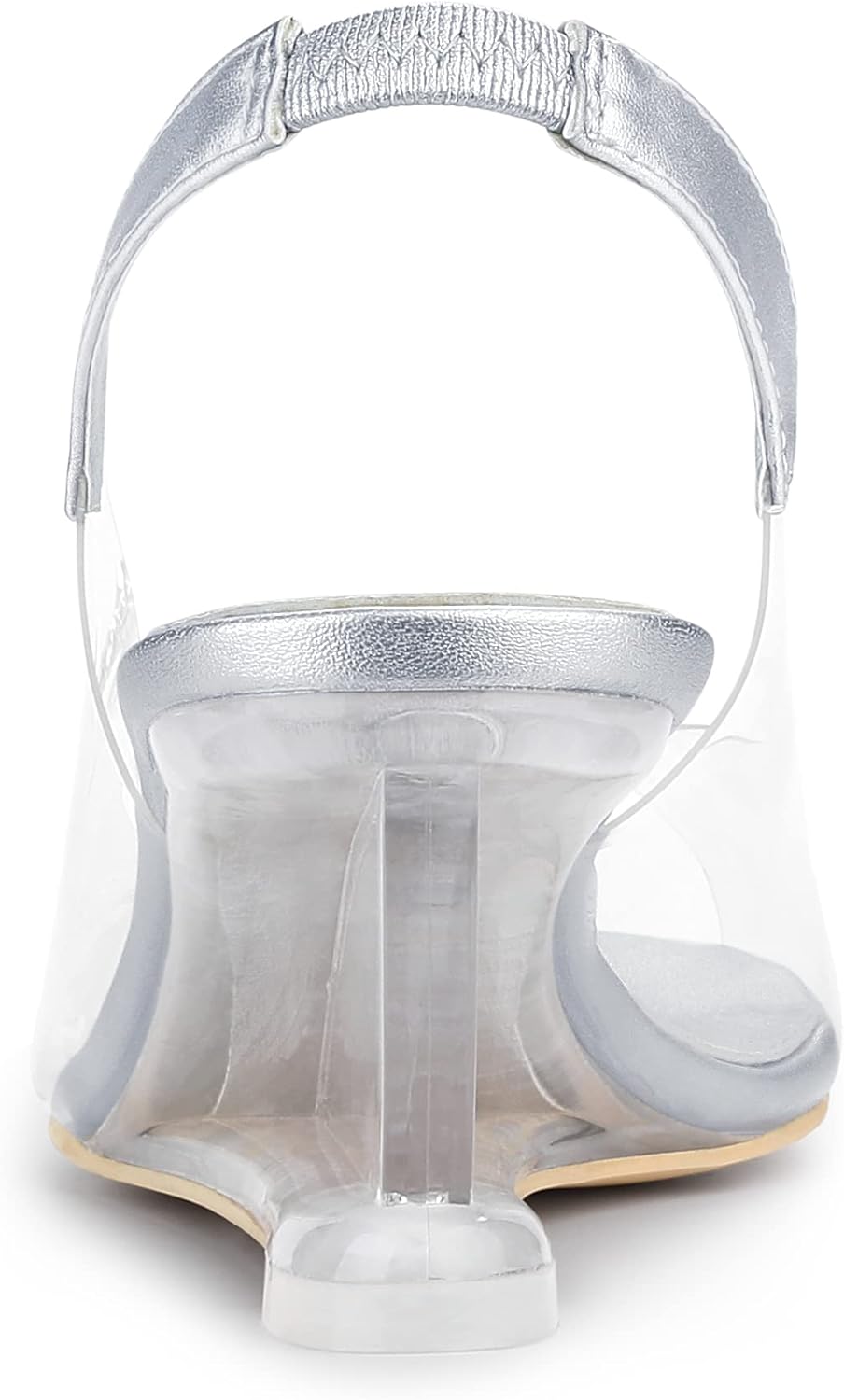 Allegra K Women's Clear Slingback Wedges Rhinestone Transparent Peep Toe Heels