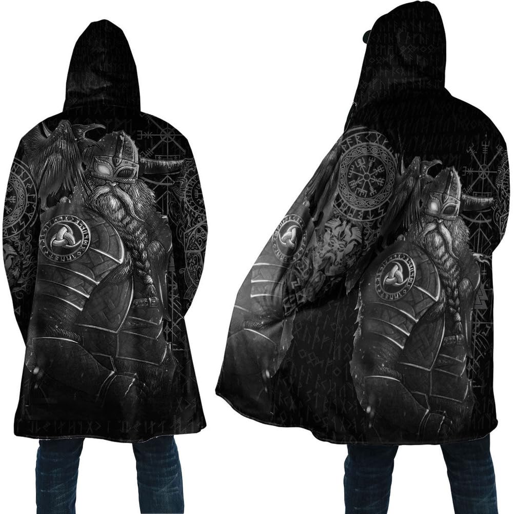 Odin Hoodie męska bluza z kapturem, róg, wegevisir, Yggdrasil, na lato, zimę, kostium Wikingów, Cosplay, chmura, L