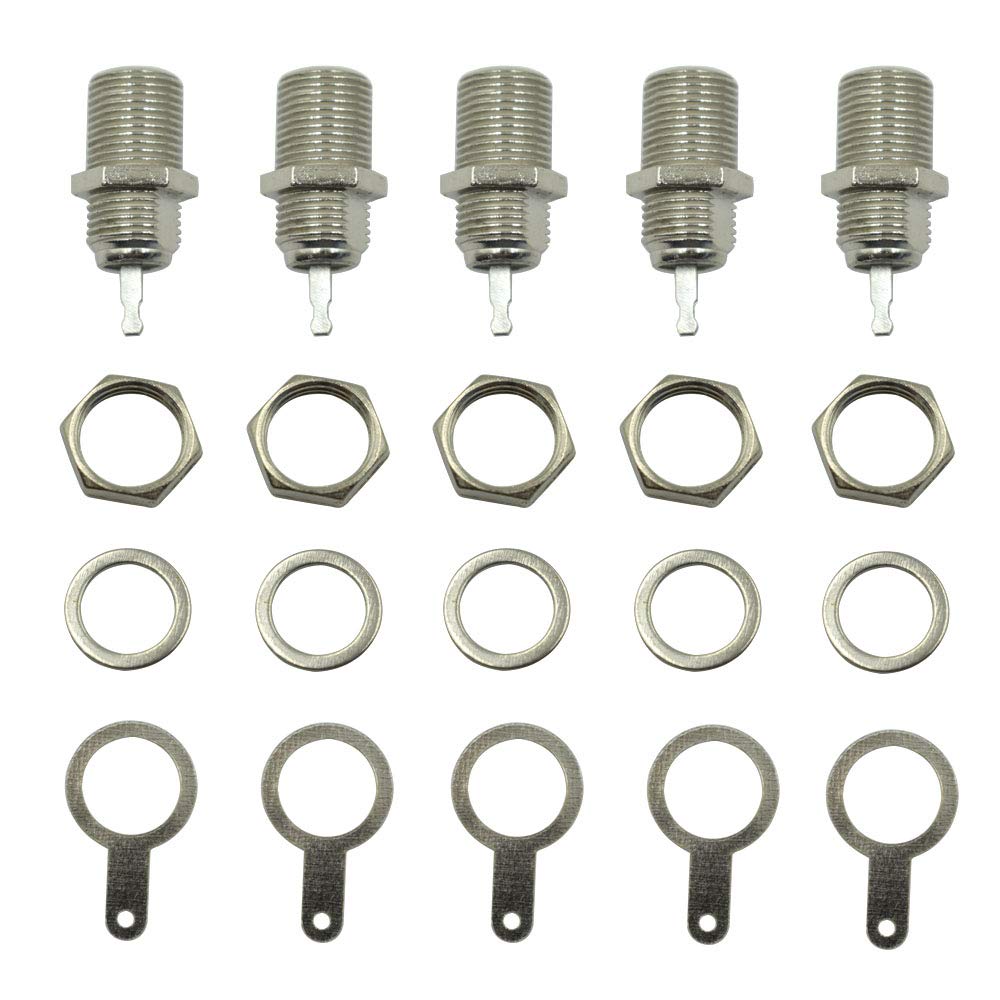 F Type Panel Mounted Socket Female Jack Solder Connector Adapter - (5 Pcs)