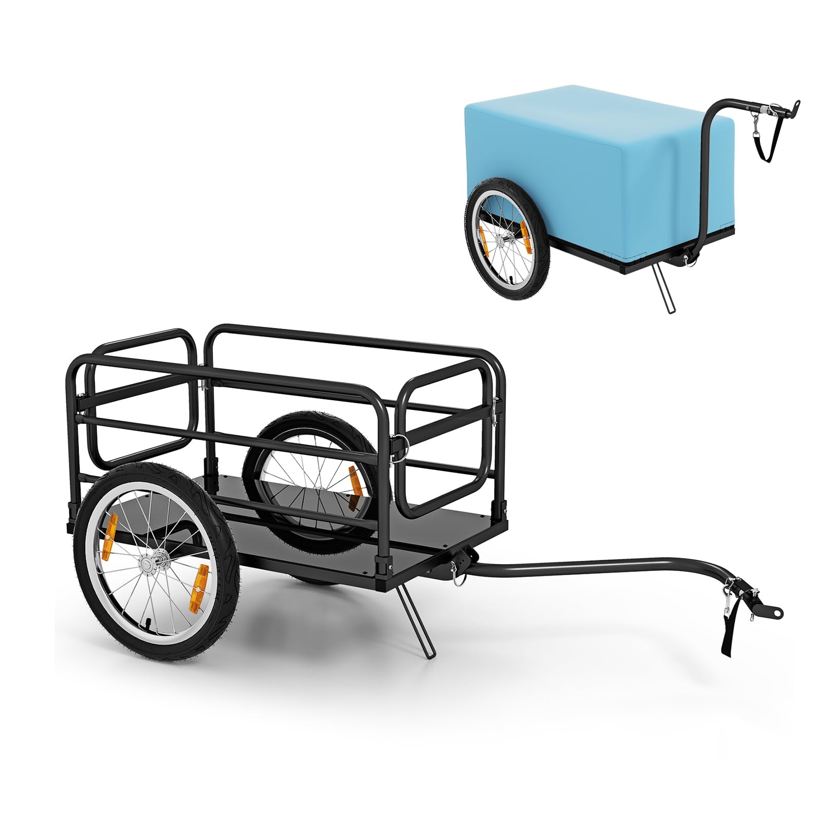 FANTASK Remorque de vélo jusqu'à 60 kg, Pliable, avec Couvercle, Embrayage et réflecteurs, Noir