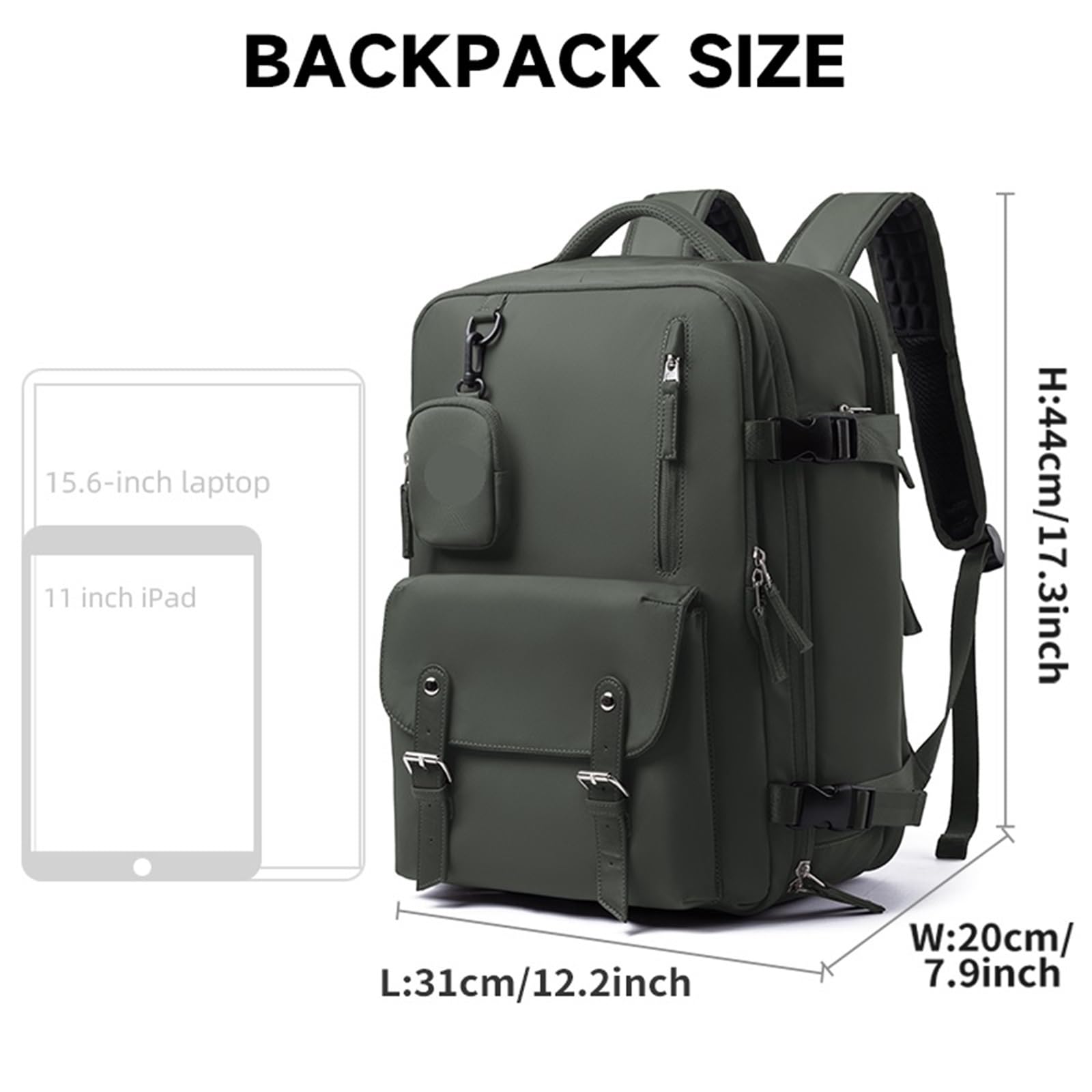 Mochila de Viaje Gran Capacidad for avión, Mochila Mano for Mujer, portátil 15,6 Pulgadas, Equipaje Negocios, Mochilas Escolares for Estudiantes para Travel(Black)