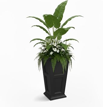 Mayne Fairview 28in Self-Watering Tall Square Planter, Black