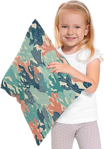 Miniatura 2 de Moslion Funda de almohada decorativa de coral de 18 x 18 pulgadas, funda de cojín cuadrada de lino y algodón para el día de San Valentín, sofá cama,