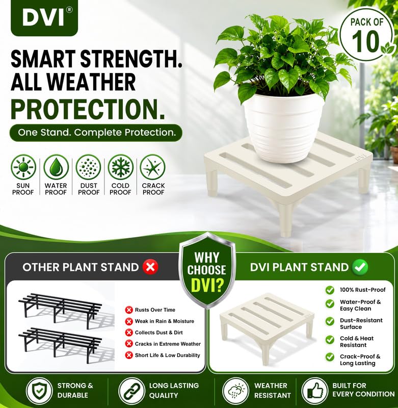 Image of DVI Heavy Duty Plant Stand, White, Pack of 10