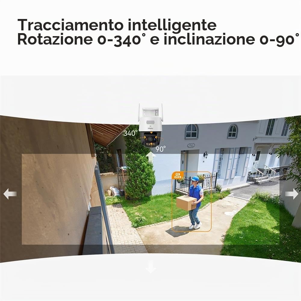 Imou Titan Pro 6MP Telecamera di sorveglianza Wi-Fi/PoE, 360° PTZ, rilevamento intelligenza artificiale, visione notturna, 30 m, sirena e luce, audio a 2 vie, telecamera per esterni