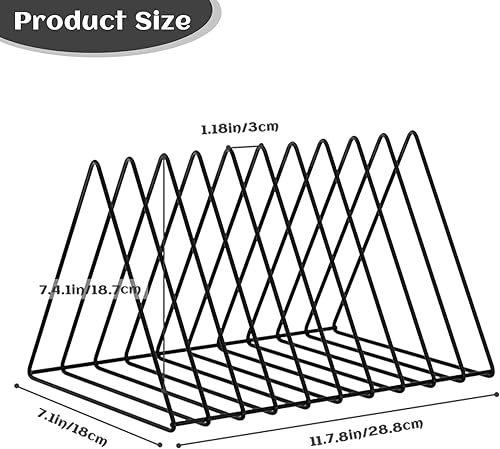 Miniatura 3 de Urban Deco Organizador de escritorio triangular, soporte para revistero de alambre de metal, 10 secciones, organizador de carpetas de archivos
