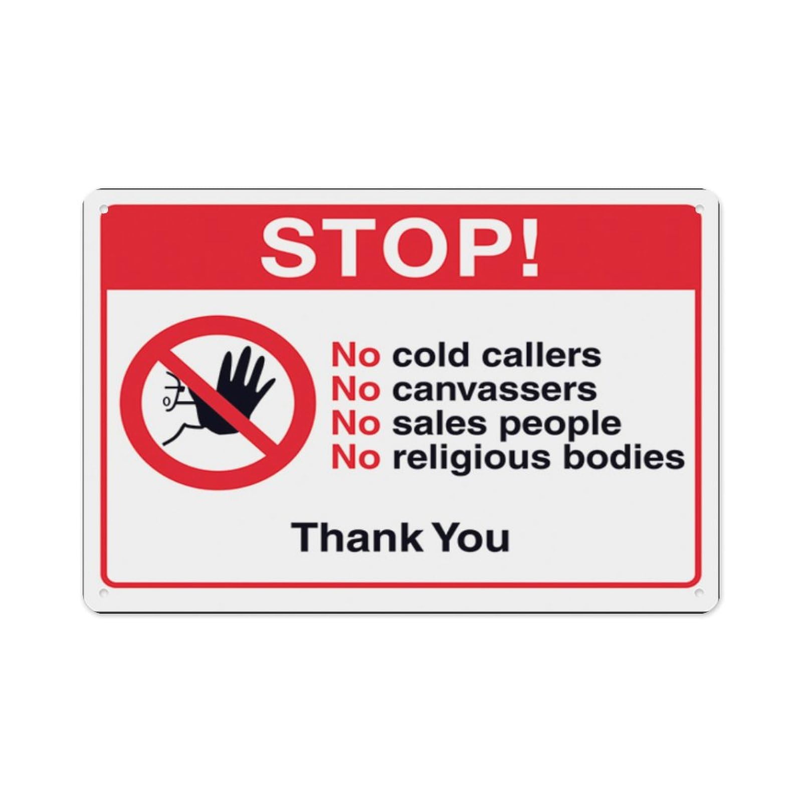 peiyeety Stop No Cold Callers, No Canvassers, No Sales...Thank You Aluminum Tin Warning Signs For Home Outdoor Garden 8X12 Inches