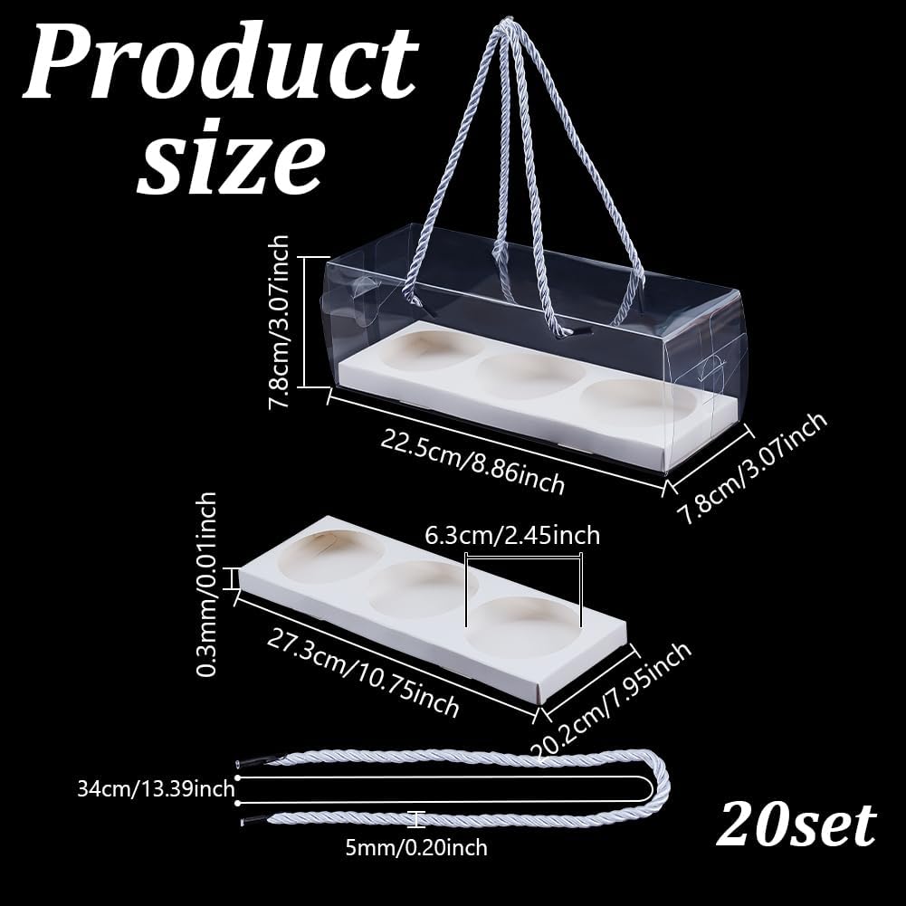 UNICRAFTALE 20 Sets 3 Compartment Clear Cupcake Boxes