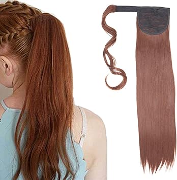 Postiche Queue de Cheval Extension a Clip Cheveux Naturel Lisse Ponytail  Wrap Around Monobande (Rouge-marron) : Amazon.fr: Beauté et Parfum