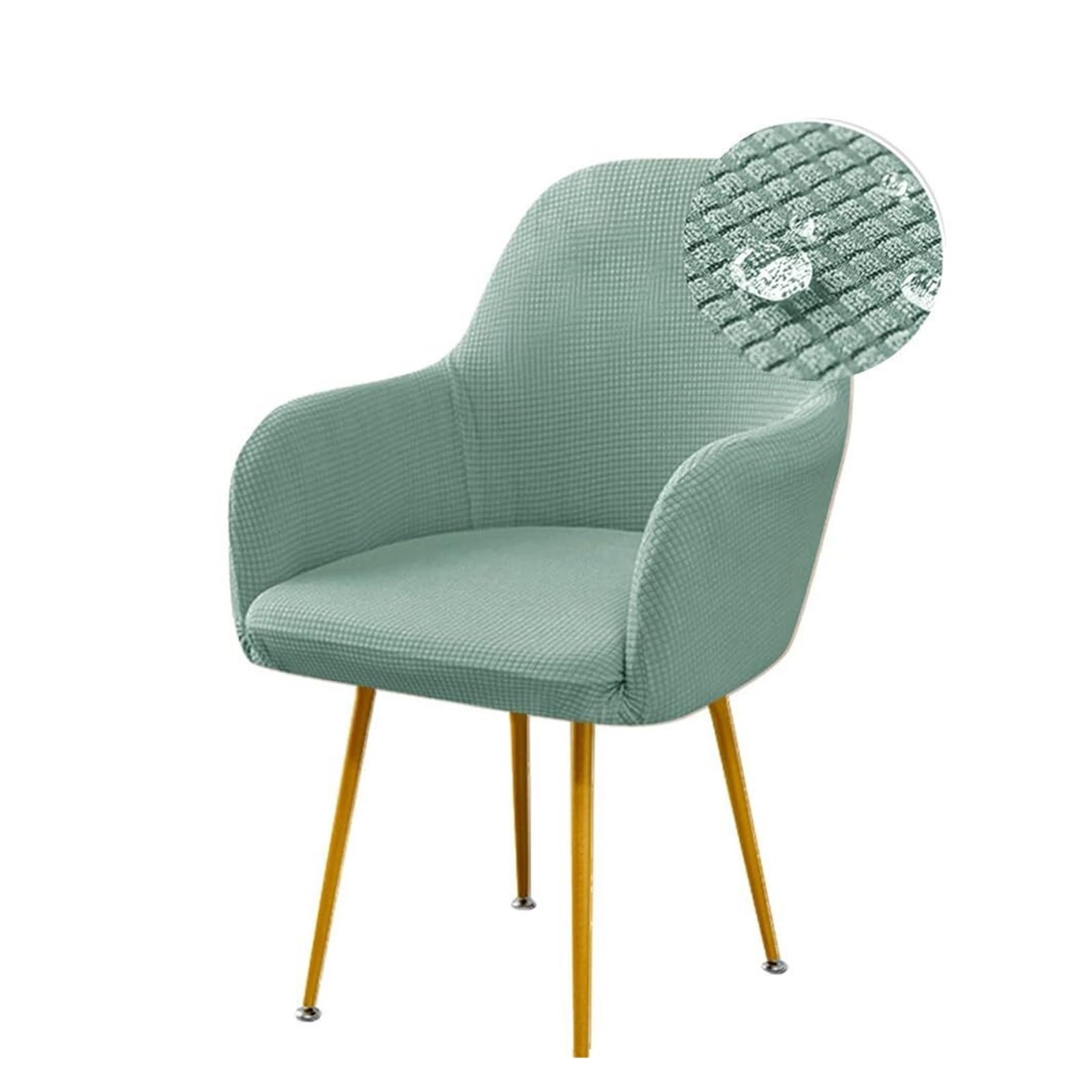 Stretch-Esszimmerstuhlbezüge, wasserdicht, Jacquard, Stuhlhussen mit gebogener Rückenlehne und Armlehne, Abnehmbarer und waschbarer Bezug for Schminktisch, Party, Hotel(Light Green,6 PCS)