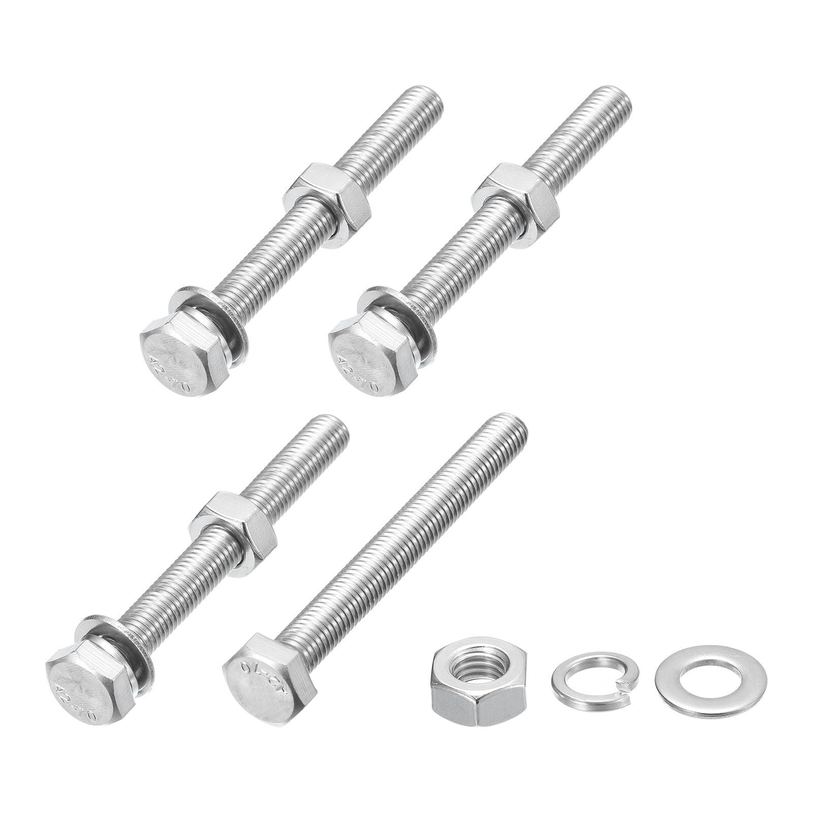 METALLIXITY Hex Head Screws Bolts, Nuts, Flat & Lock Washers Kits (M10-1.5x90mm) 4 Set