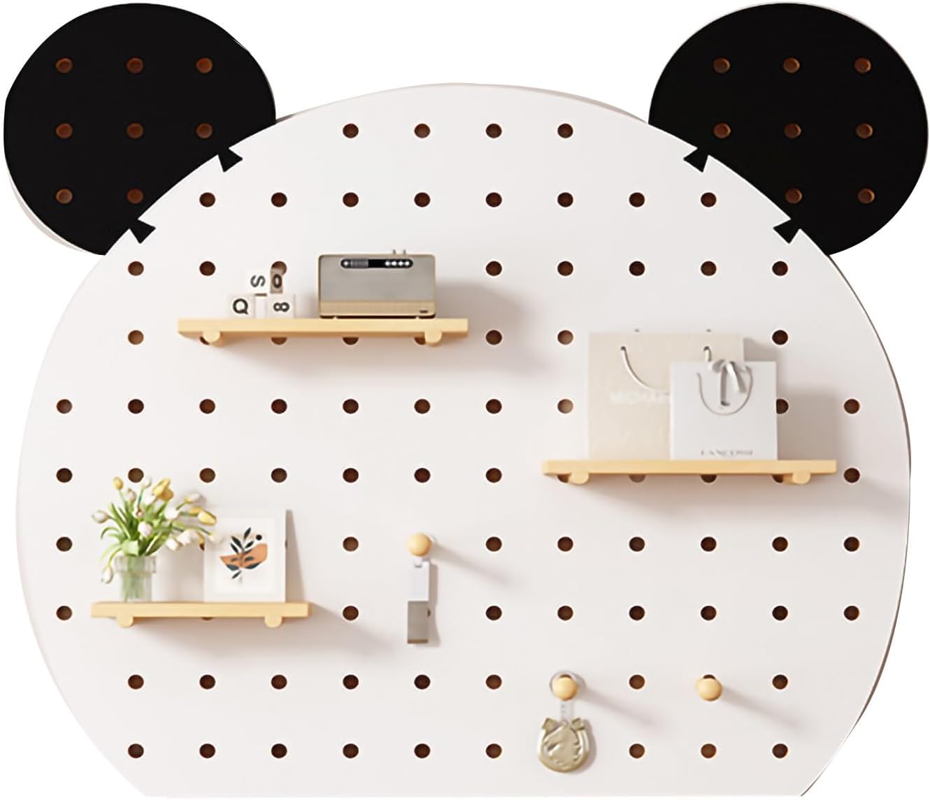 Panda Color Wooden Wall Organizer Kit - 60x60CM Storage Panel for Home, Office, Garage - Versatile Display Solution for Crafts, Tools, and Accessories