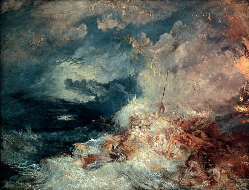 Impression Prints Toile Incendie en Mer Peinture Musée Turner
