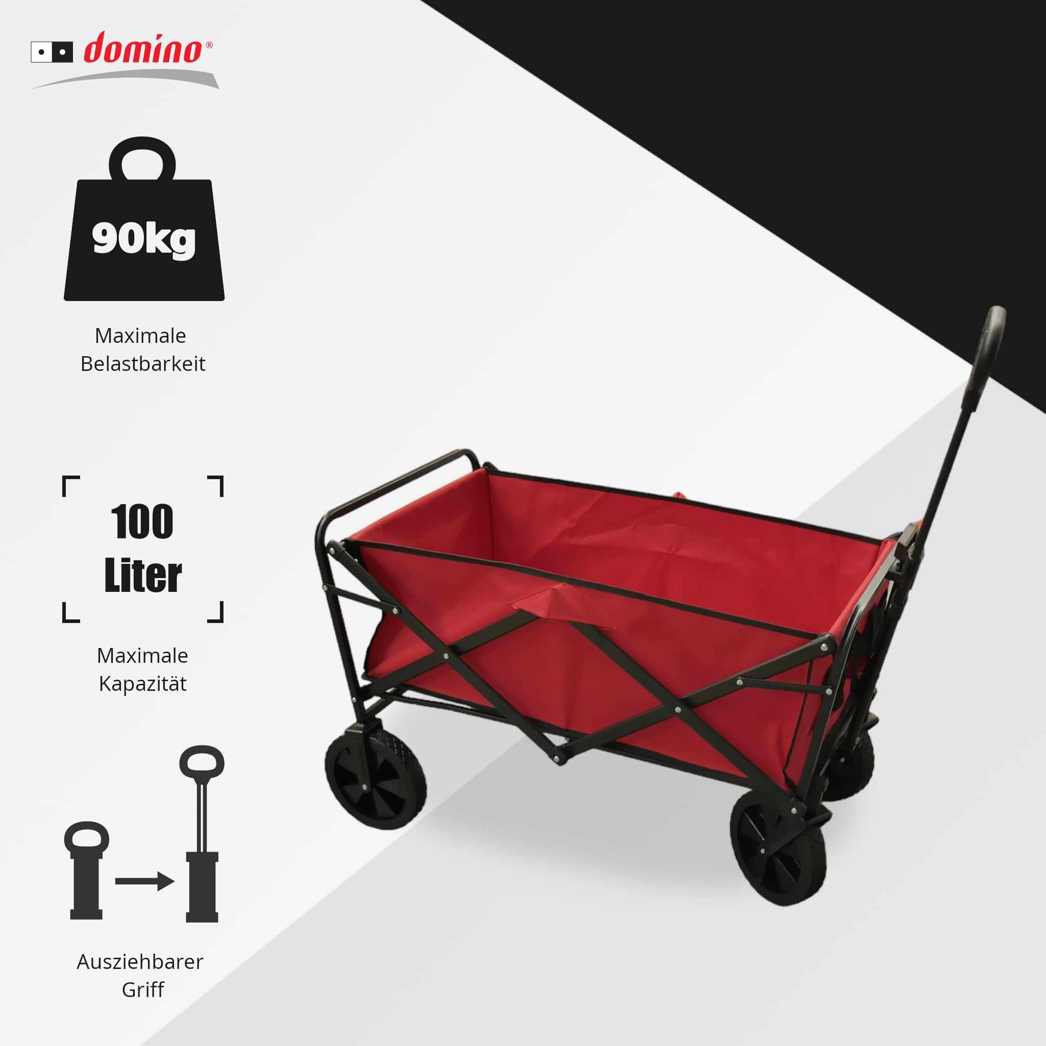 Faltbarer Transportwagen Strandwagen | Outdoor Bollerwagen Faltbar Klappwagen Kinder Handwagen Klappbar| 90 kg Tragfähigkeit 100 Liter