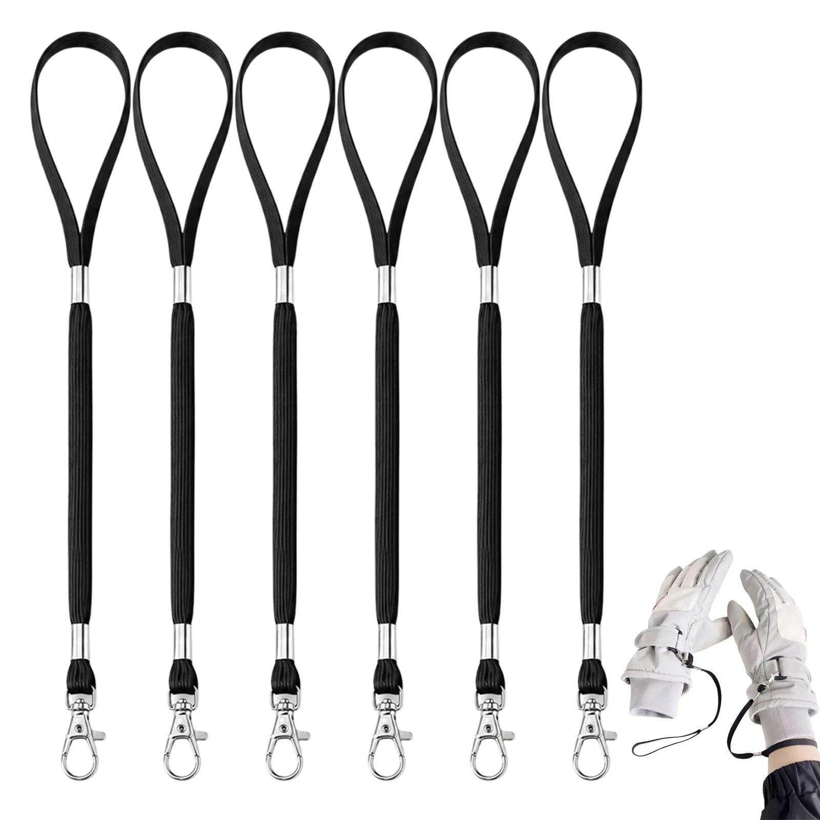 3 Pairs Ski Glove Anti-Loss Wrist Straps, Detachable Wearable Lanyards, Adjustable Mitten Clips Leash Connectors for Adult Winter Skiing Snowboarding Accessories