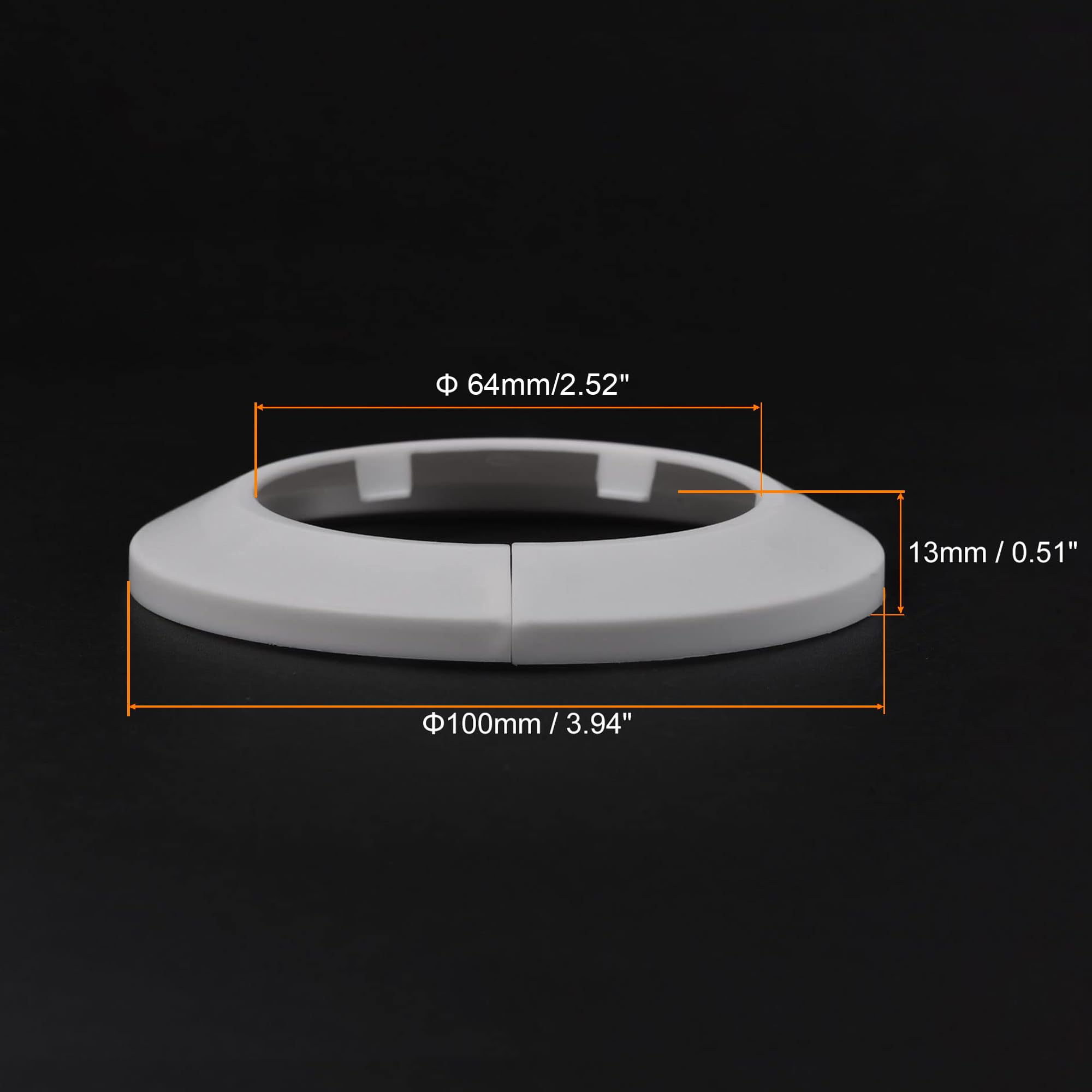 TOP-VIGOR 10pcs 64mm Pipe Cover Decoration, Click-in PP Plastic Escutcheon Pipe Collar for Water Pipe Drain Line - Image 2