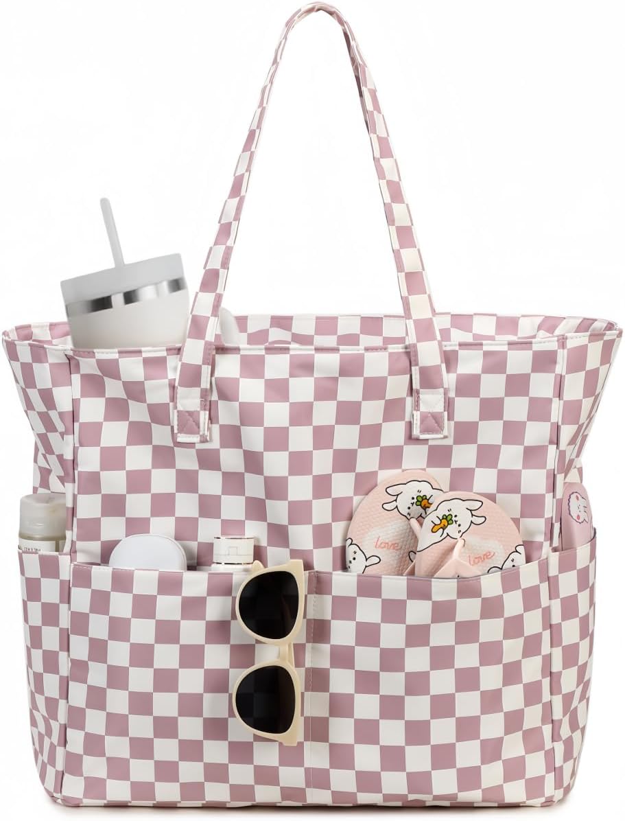 LEDAOU Beach Bag Waterproof Sandproof Women Beach Tote Pool Bag with Zipper for Gym Grocery Travel with Wet Pocket | Sandproof, with Zipper, for Gym, Grocery, Travel, with Wet Pocket