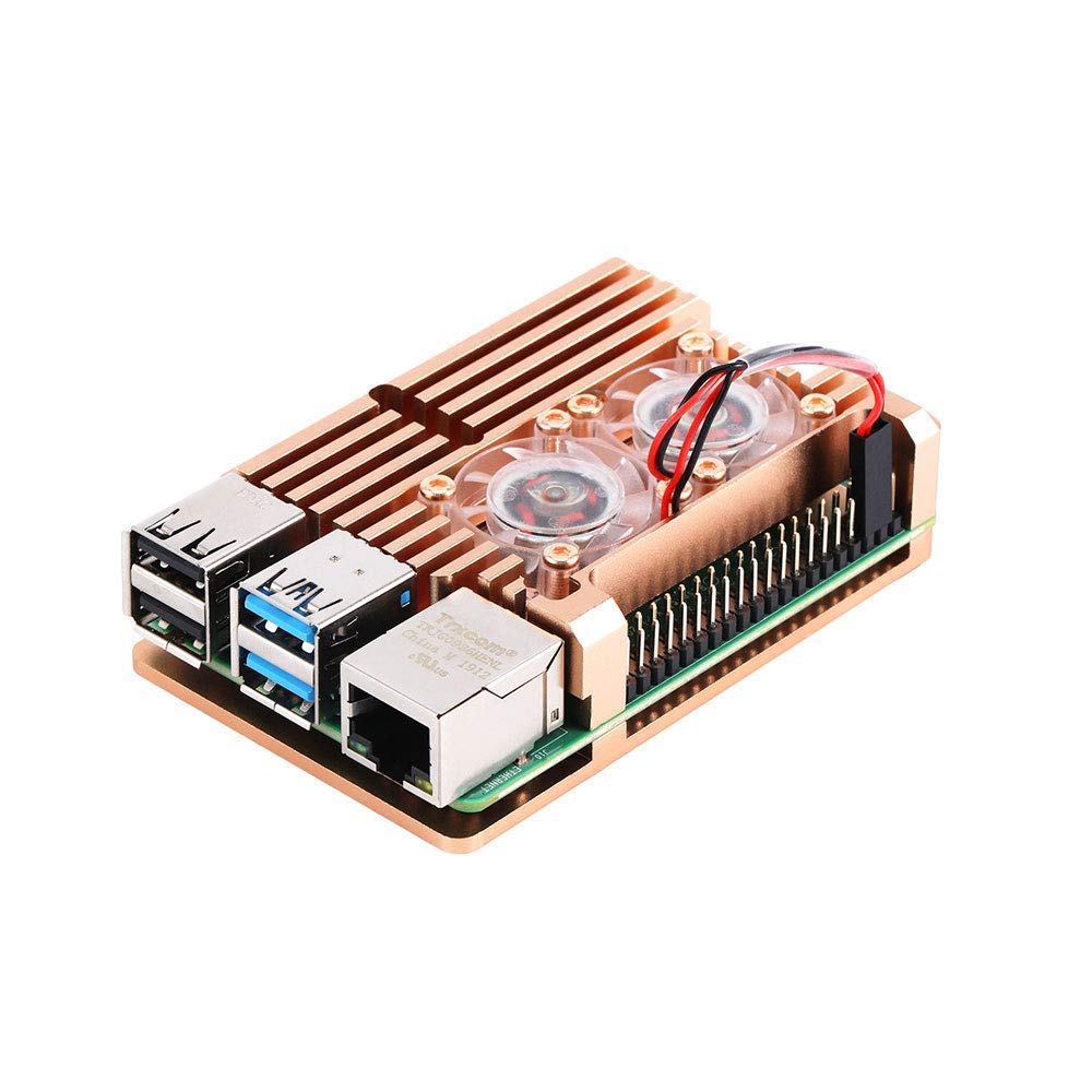 Raspberry Pi 4 Armor Case with Dual Fan · GOLDEN