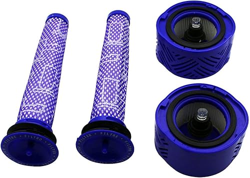 Miniatura 2 de Paquete de 4 filtros de poste de vacío V6 de repuesto, 2 filtros de poste, 2 prefiltros compatibles con filtros Hepa Dyson V6, reemplazo total de