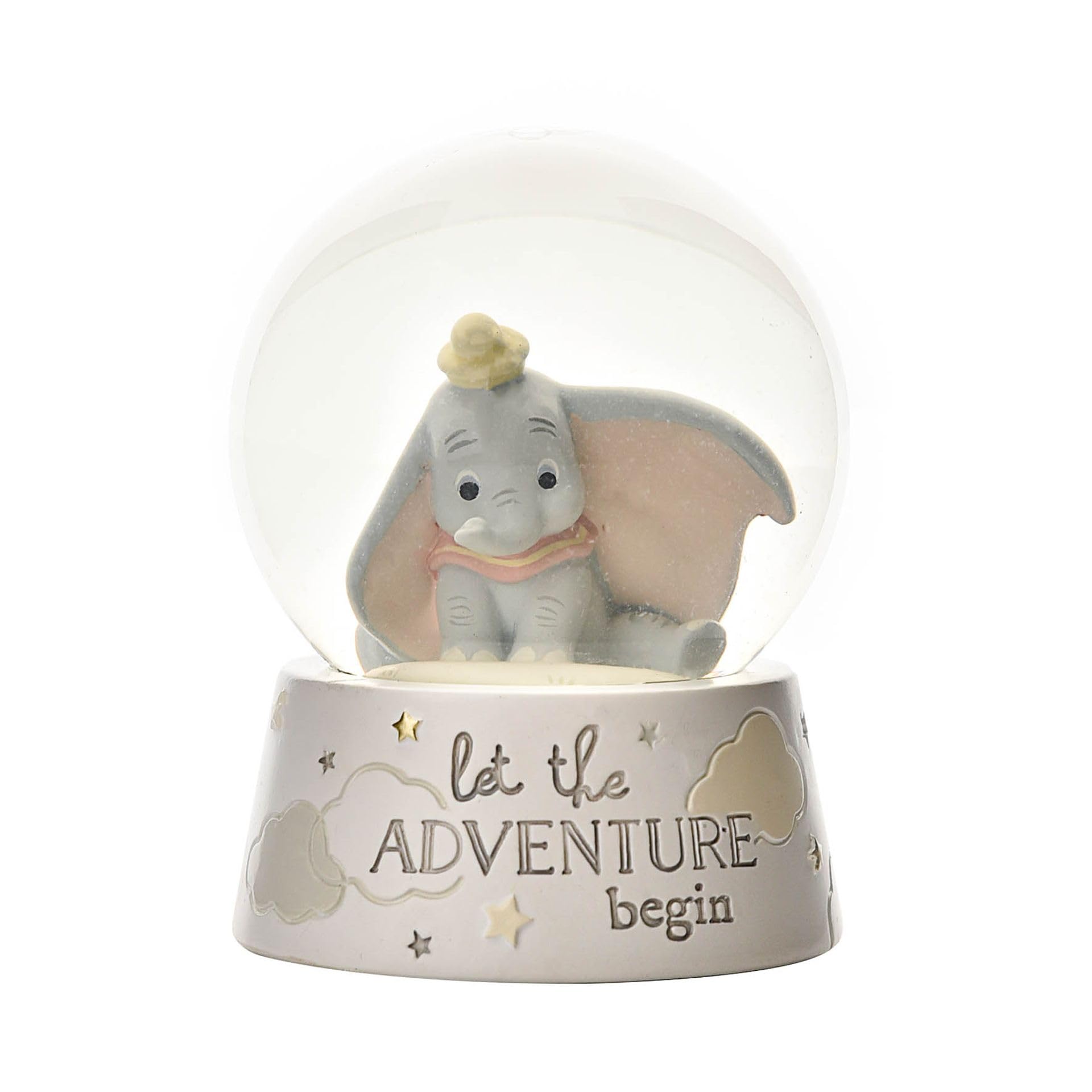 Bola de nieve de cristal de Disney, diseño de Dumbo y estrellas con lentejuelas, bonita decoración para habitación infantil