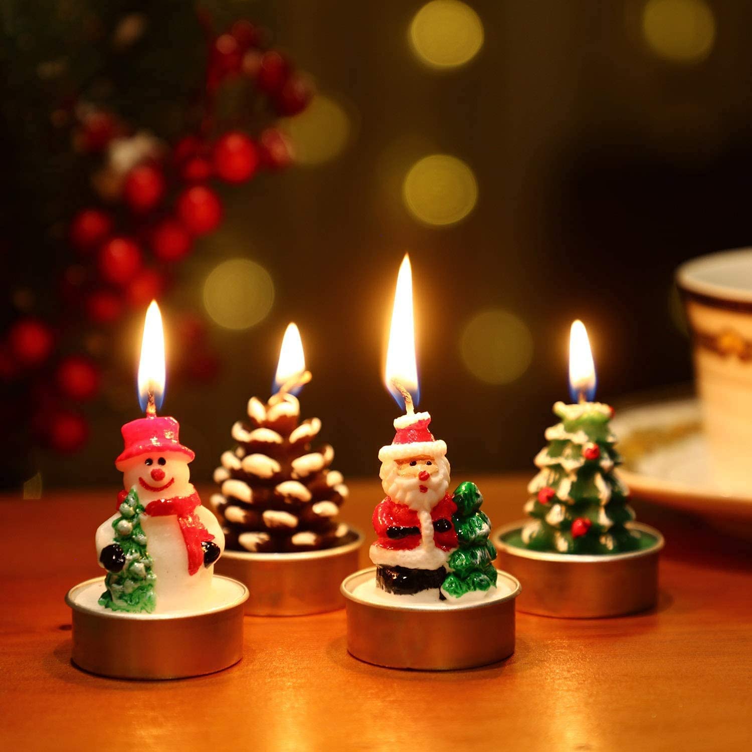 CHUANGOU Set mit 3 Weihnachtskerzen Weihnachtsmotiv Kerze Weihnachtskerze für Dekorative Kerzen Weihnachten Geschenkset Opa GroßMutter Papa